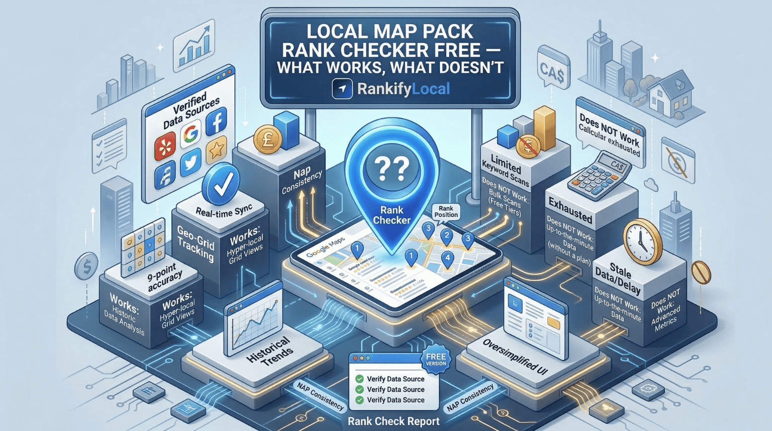 Local Map Pack Rank Checker Free — What Works, What Doesn't | RankifyLocal